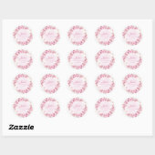 Boho Pink Waterverf Floral Butterfly Baby shower Ronde Sticker (Vel)