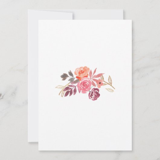 Boho Pink Waterverf Floral eerste verjaardag Kaart (Achterkant)
