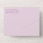 Boho Pink Waterverf Floral Pattern Wedding All In One Uitnodiging (Achterkant)