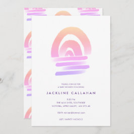 Boho Pink Waterverf Rainbow Baby Girl Shower Kaart