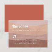 Boho Pink Waves Retro Wedding RSVP Card Kaartje (Voorkant / Achterkant)