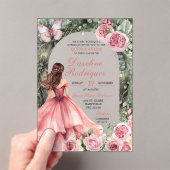 Boho Pink Whimsical Forest Quinceanera Acryl Uitnodigingen (Insitu (Draagbaar))