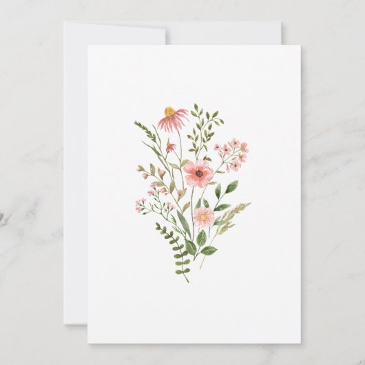 Boho Pink Wildflower Baby shower Invitation Kaart (Achterkant)