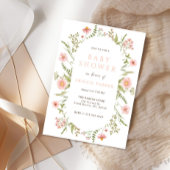 Boho Pink Wildflower Baby shower Invitation Kaart