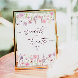 Boho Pink Wildflower Sweet Treats Verjaardagsbord Poster
