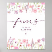 Boho Pink Wildflower Verjaardagsfeest Favorieten S Poster (Voorkant)