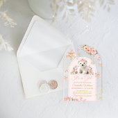 Boho Pink Winter Beer is een meisje Baby shower Acryl Uitnodigingen