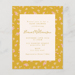Boho Pink Yellow Floral Baby shower