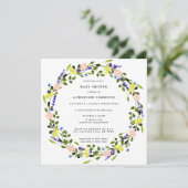  Boho Pink Yellow Floral Baby shower Kaart (Staand voorkant)