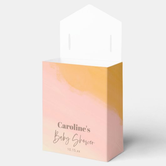 Boho Pink Yellow Script Custom Baby Shower Bedankdoosjes (Geopend)