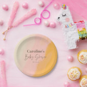 Boho Pink Yellow Script Custom Baby Shower   Papieren Bordje (Feest)