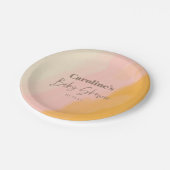 Boho Pink Yellow Script Custom Baby Shower   Papieren Bordje (Gekanteld)