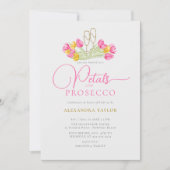 Boho Pink Yellow Tulip Gold Petals Prosecco Bridal Kaart (Voorkant)