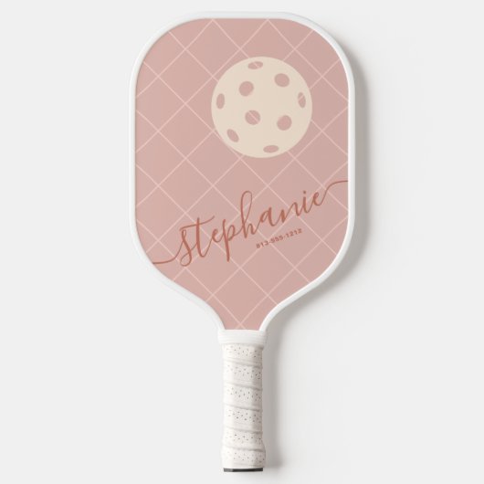Boho Pinks Trendy Elegant Script Gepersonaliseerd Pickleball Paddle (Voorkant)
