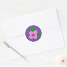 Boho Pinky Flower Round Party-Sticker