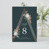 Boho piramide bloemenbruiloft tafel nummer kaart (Staand voorkant)