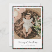 Boho Plaid Baby's eerste kerstfotokaart Feestdagenkaart (Voorkant)