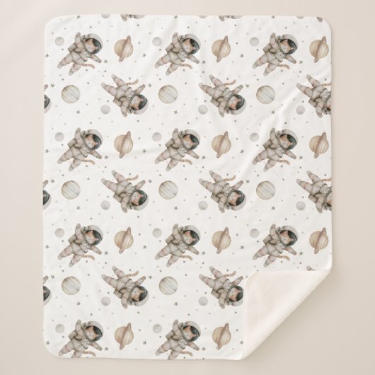 Boho planeten, sterren en ruimte kat sherpa deken (Voorkant)