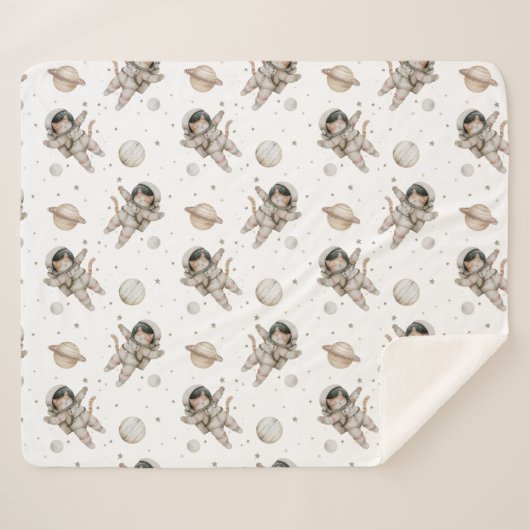 Boho planeten, sterren en ruimte kat sherpa deken (Voorkant (horizontaal))