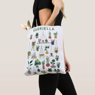 Boho Plant Dame Illustratie Kunst Persoonlijk Tote Bag