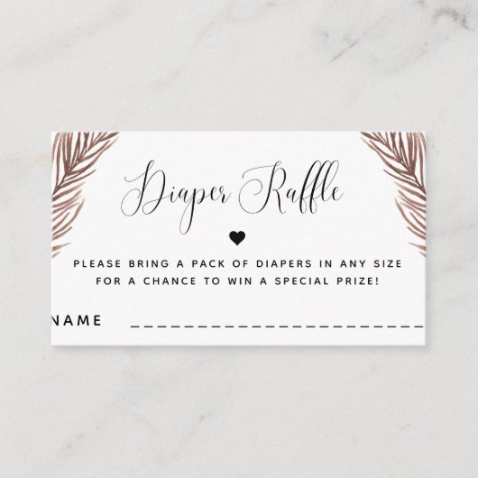 Boho Plant Heart Summer Baby shower Diaper Raffle Informatiekaartje (Voorkant)