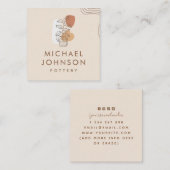 Boho-Plant in een Pot Bohemian Pottery Ceramic Art Vierkante Visitekaartje (Voorkant / Achterkant)