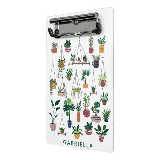Boho Plant Lady Illustration Art Personalized Mini Klembord (Angled2)
