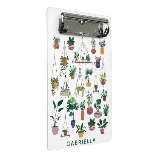 Boho Plant Lady Illustration Art Personalized Mini Klembord (Schuin)