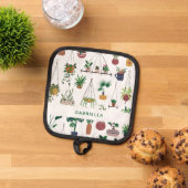 Boho Plant Lady Illustration Art Personalized Pannenlap (Top down)