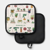 Boho Plant Lady Illustration Art Personalized Pannenlap (Voorkant / Achterkant)