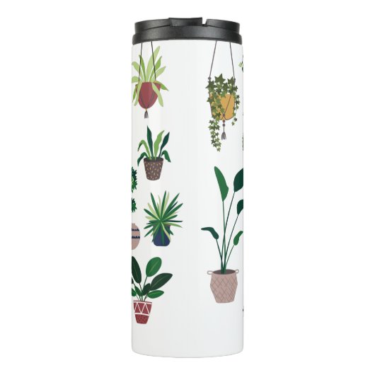 Boho Plant Lady Illustration Art Personalized Thermosbeker (Achterkant)