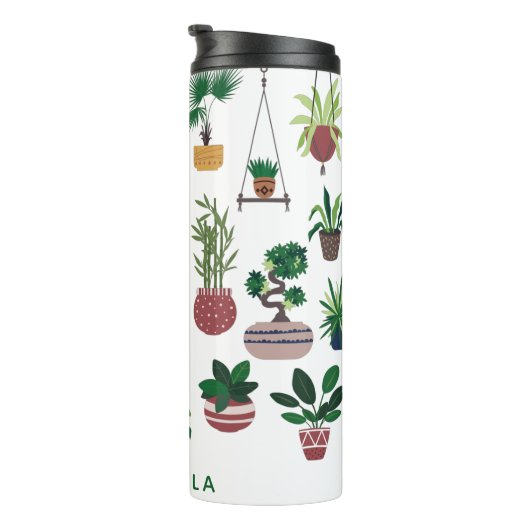 Boho Plant Lady Illustration Art Personalized Thermosbeker (Geroteerd rechts)