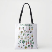 Boho Plant Lady Illustration Art Personalized Tote Bag (Voorkant)