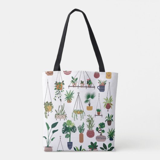 Boho Plant Lady Illustration Art Personalized Tote Bag (Achterkant)