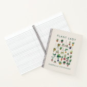 Boho Plant Lady Illustration Art Persoonlijke naam Notitieboek (Binnen)