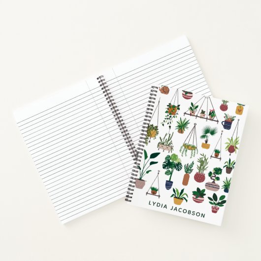 Boho Plant Lady Illustration Personalized Notitieb Notitieboek (Binnen)