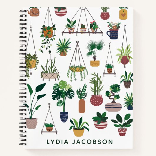 Boho Plant Lady Illustration Personalized Notitieb Notitieboek (Voorkant)