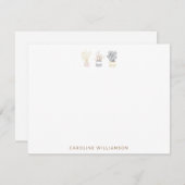 Boho Plant Line Art Illustration Personalized Flat Notitiekaartje (Voorkant / Achterkant)