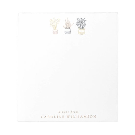 Boho Plant Line Art Illustration Personalized Notitieblok (Voorkant)