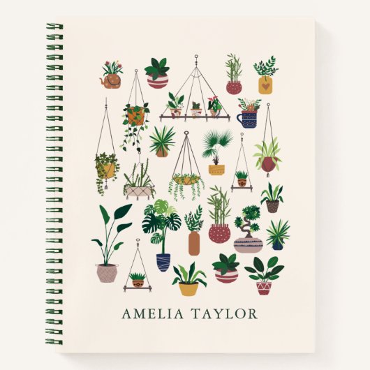 Boho Plant Lovers Greenery Personalized Name Notitieboek (Voorkant)