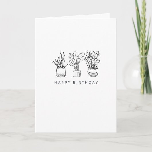 Boho Plant Minimale lijn Kunsttekening Birthday Kaart (Voorkant)
