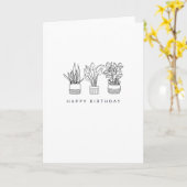 Boho Plant Minimale lijn Kunsttekening Birthday Kaart (Gele Bloem)