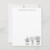 Boho Plant Minimale lijntekening Aangepast Notitiekaartje (Voorkant)