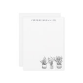 Boho Plant Minimale lijntekening Aangepast Notitiekaartje (Voorkant / Achterkant in situ)