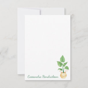 Boho Plant Modern Minimalistisch Gepersonaliseerd Notitiekaartje