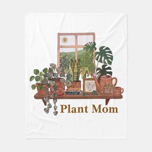 Boho Plant Moeder Binnenhuis Tuin Waterverf Fleece Deken (Voorkant)