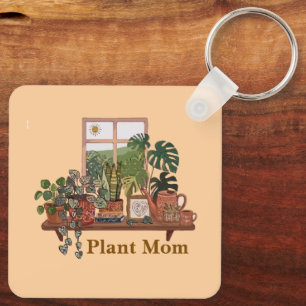 Boho Plant Moeder Binnenhuis Tuin Waterverf Sleutelhanger