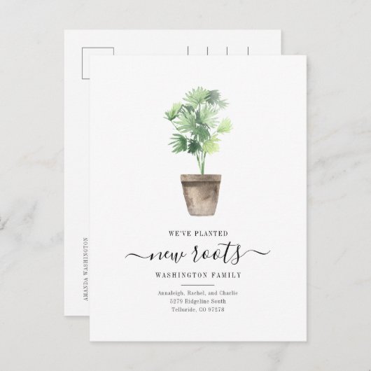 Boho Plant We hebben adreswijziging verplaatst Aankondigingskaart (Voorkant / Achterkant)