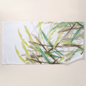 Boho Planten Waterverf Handgeschilderd Strandlaken (Voorkant)