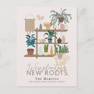 Boho Planting New Roots Moving Announcement Aankondigingskaart